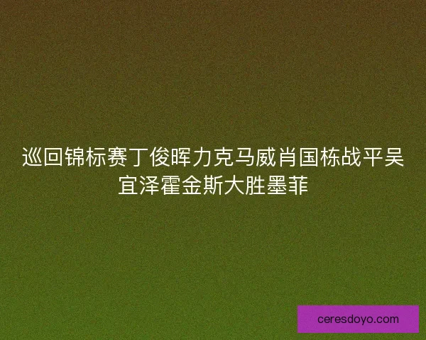 巡回锦标赛丁俊晖力克马威肖国栋战平吴宜泽霍金斯大胜墨菲 巡回锦标赛丁俊晖力克马威肖国栋战平吴宜泽霍金斯大胜墨菲