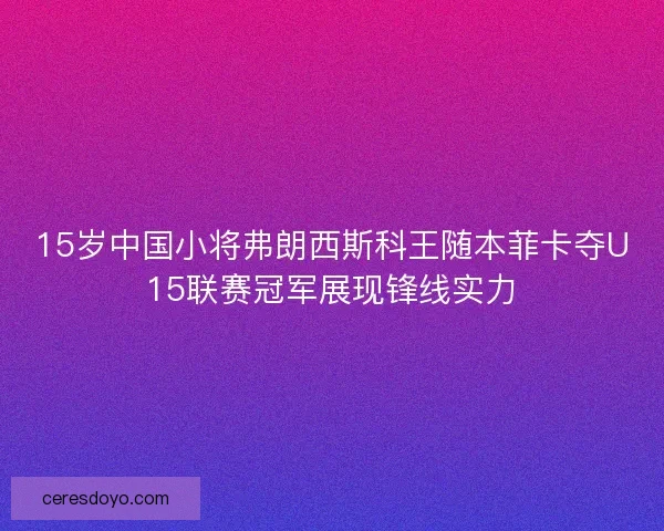 15岁中国小将弗朗西斯科王随本菲卡夺U15联赛冠军展现锋线实力 15岁中国小将弗朗西斯科王随本菲卡夺U15联赛冠军展现锋线实力