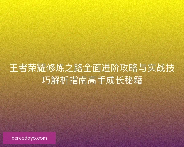 王者荣耀修炼之路全面进阶攻略与实战技巧解析指南高手成长秘籍
