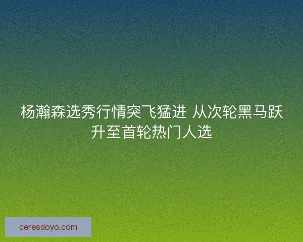 杨瀚森选秀行情突飞猛进 从次轮黑马跃升至首轮热门人选